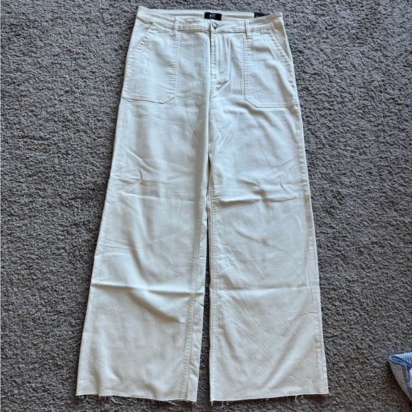Kut from the Kloth Pants - Kut from the Kloth Meg High Rise Utility Pants Ecru Cream Wide Leg Size 14 NWT